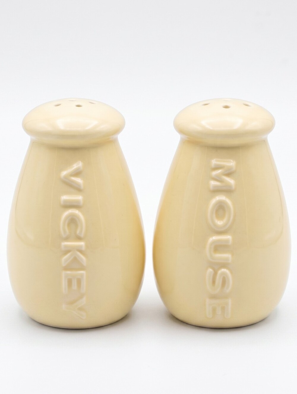 Disney Mickey Mouse Ceramic Salt and Pepper Shakers Set Brand New Pastel Yellow